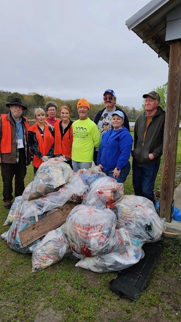 Group picking up trash